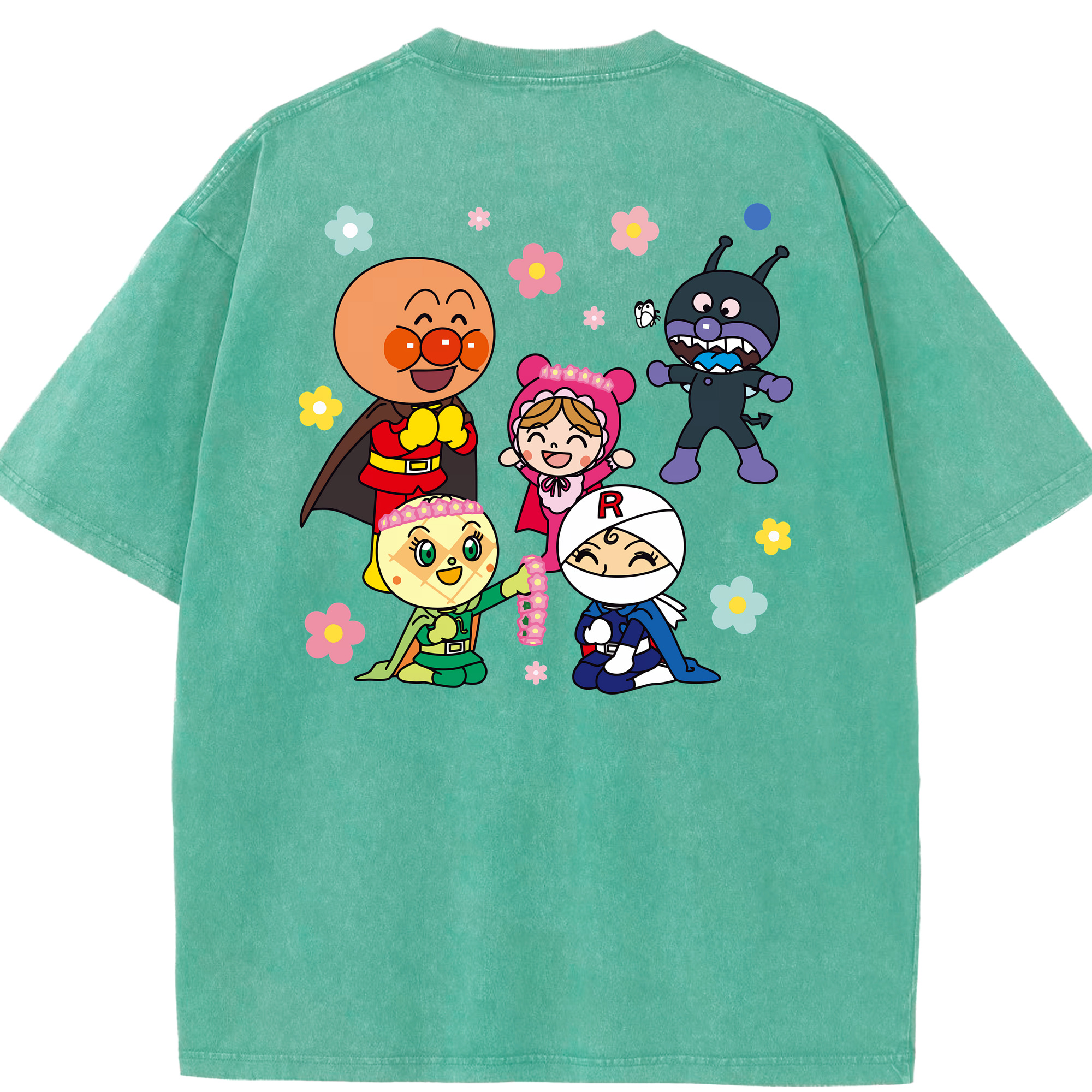（画像用） アンパンマン Anpanman 綿100% ヴィンテージ風 半袖Tシャツ（背面プリント）